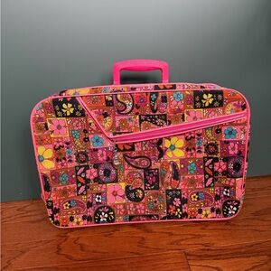 Vintage Vibrant Pink Floral Paisley Retro Bag Suitcases 1970s